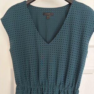 J. Crew Teal V‑Neck Cap Sleeve Midi Dress